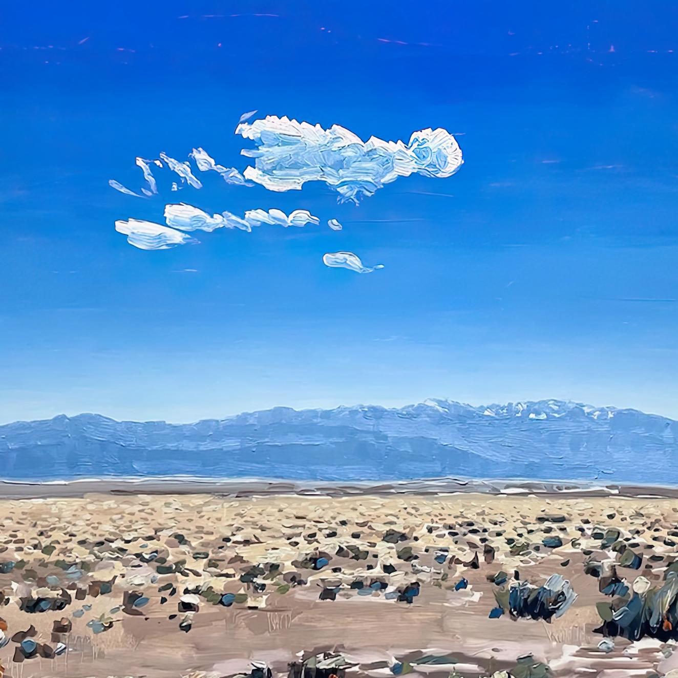 Chico Basin, San Luis Valley, Colorado, Original Oil Painting - Blue Figurative Painting by David Shingler