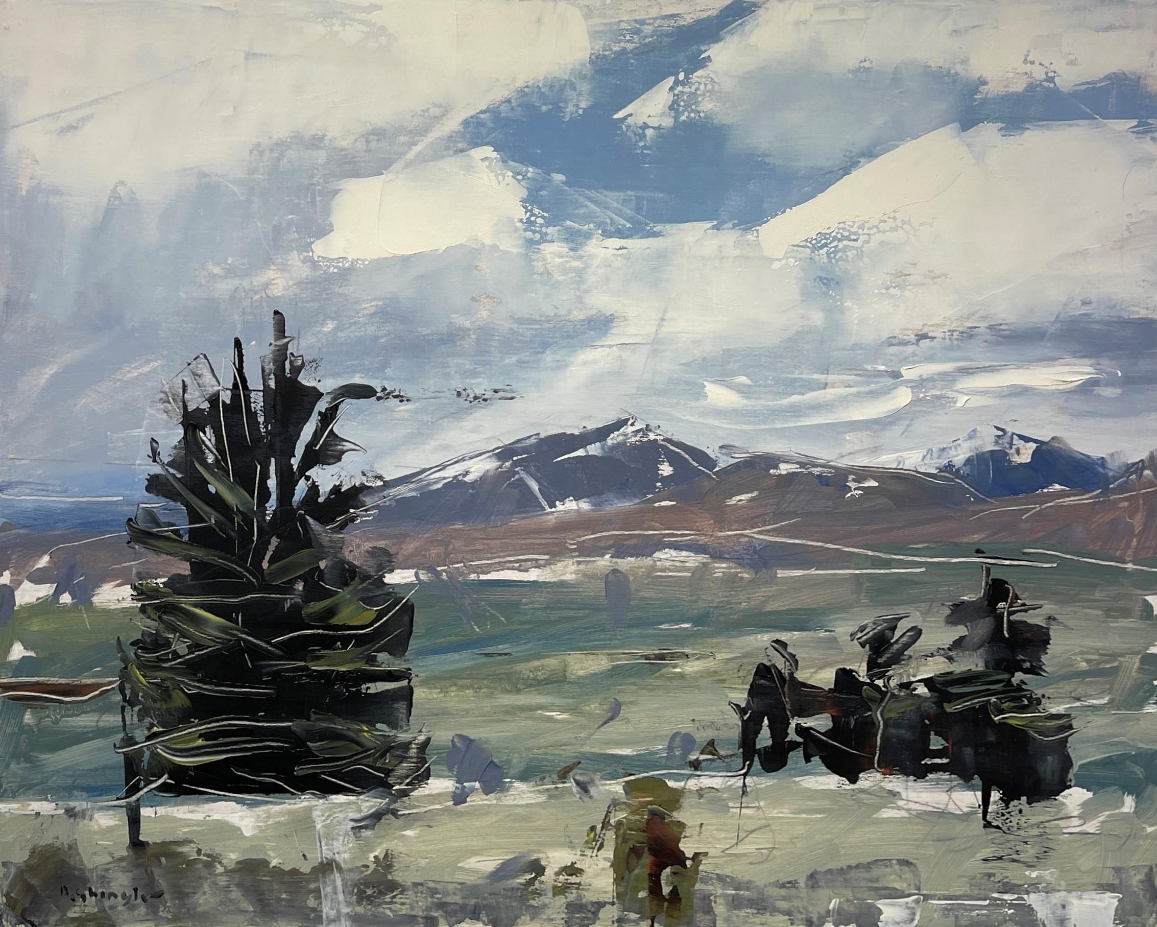 "Monte Evans y Bierstadt, Colorado" (2016) De David Shingler, Paisaje al óleo