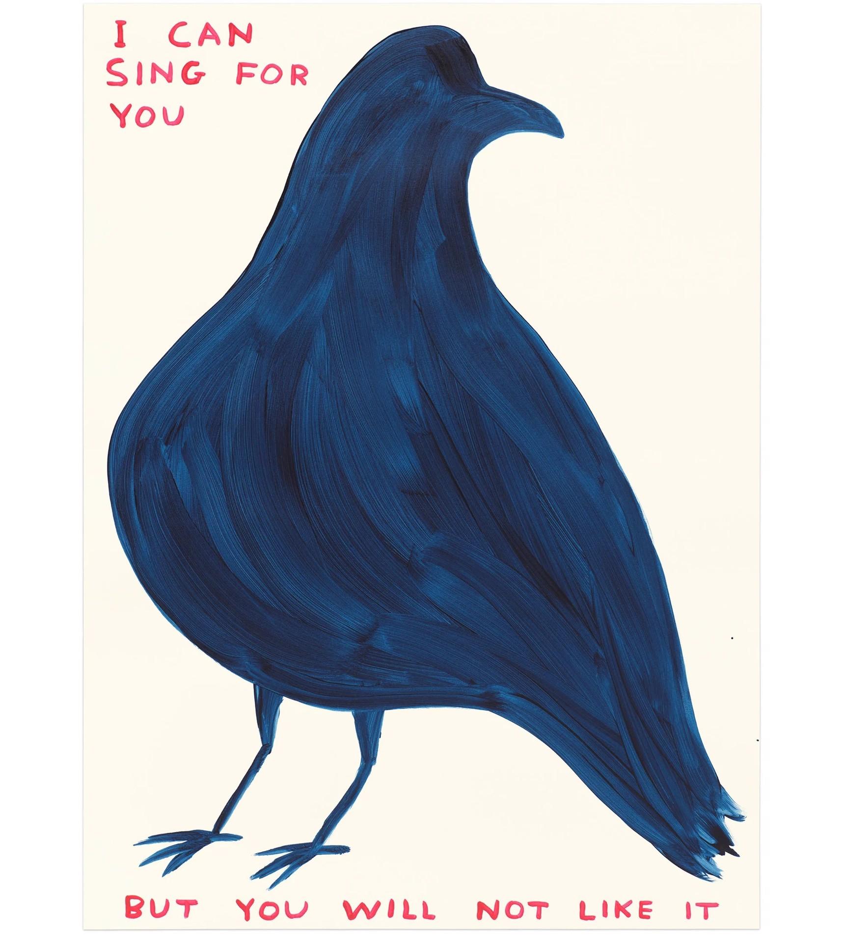 <p>David Shrigley<br />I Can Sing For You, 2025<br />Firmato e datato sul retro<br />Acrilico su carta<br />75 x 56 cm</p><p>&nbsp;</p><p>Provenienza:</p><p>Negozio Shrig</p><p>Collection'S Asia, una collezione privata</p><p>Acquisito da quanto