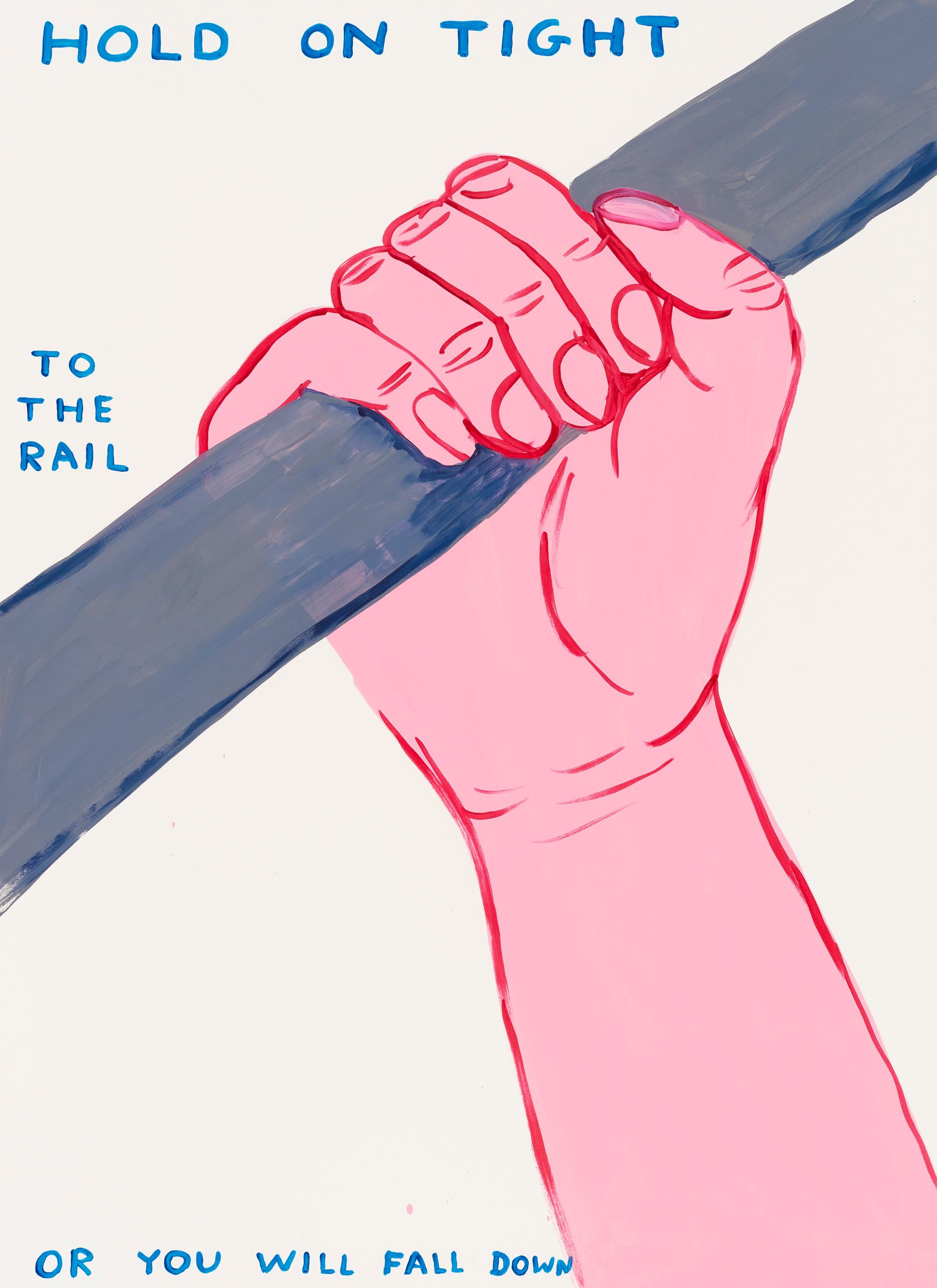 David Shrigley Figurative Painting - Untitled (Hold on Tight)