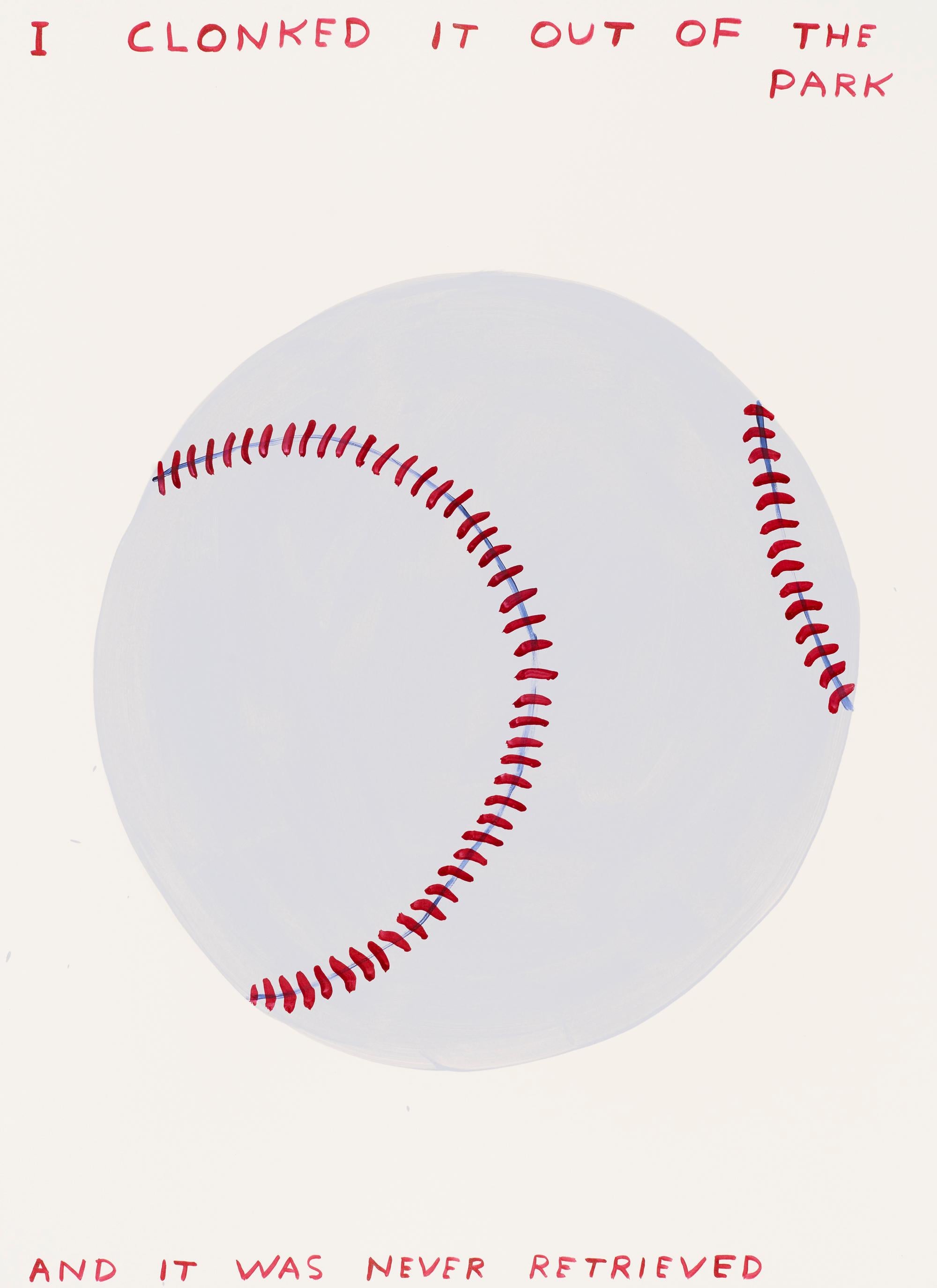 David Shrigley Figurative Painting - Untitled (I Clonked it Out of the Park)