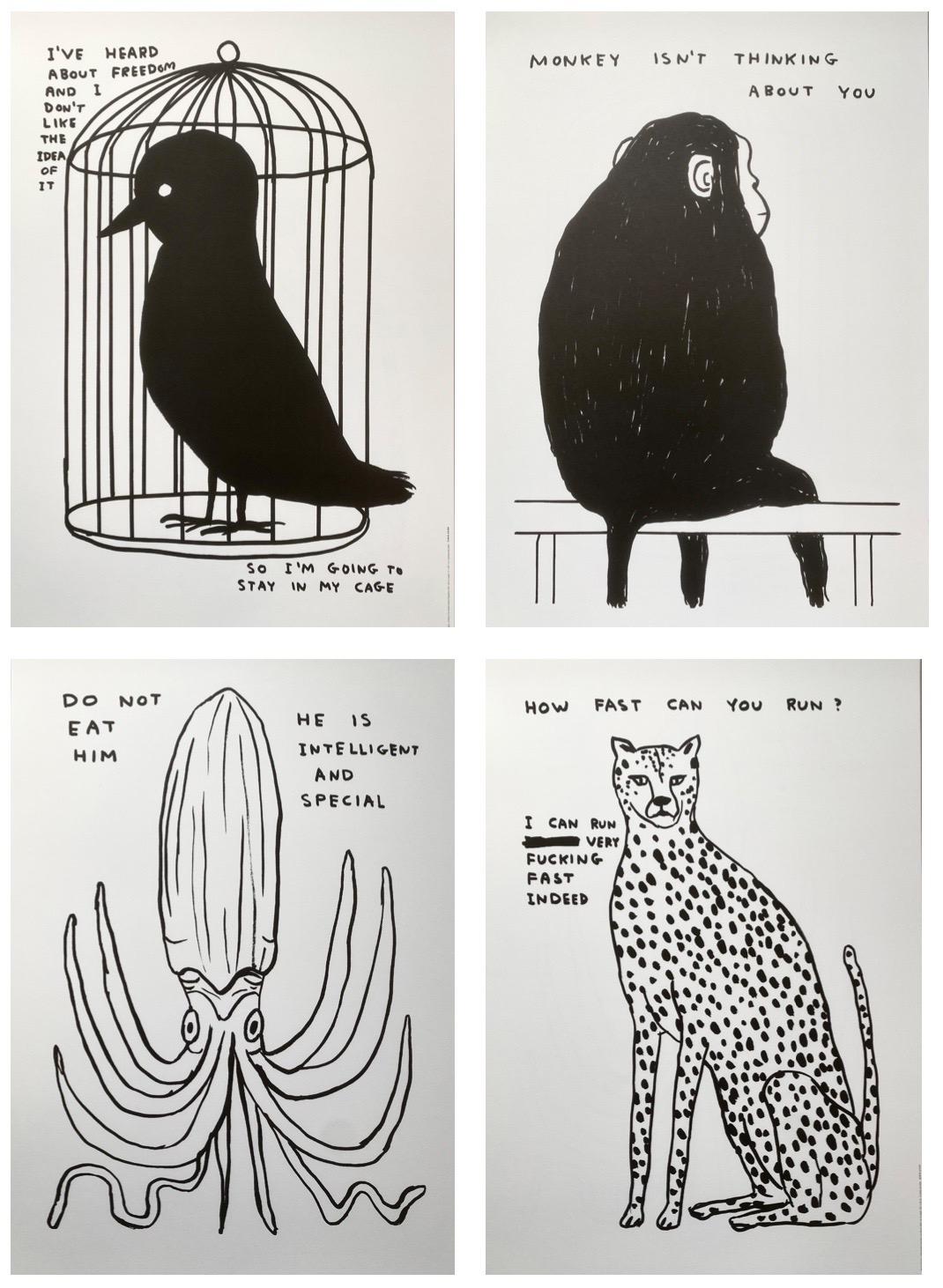 David Shrigley Animal Print - Animals & Existentialism (Full Set)