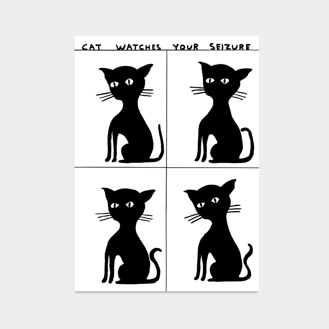 David Shrigley Print - Cat Watches Your Seizure