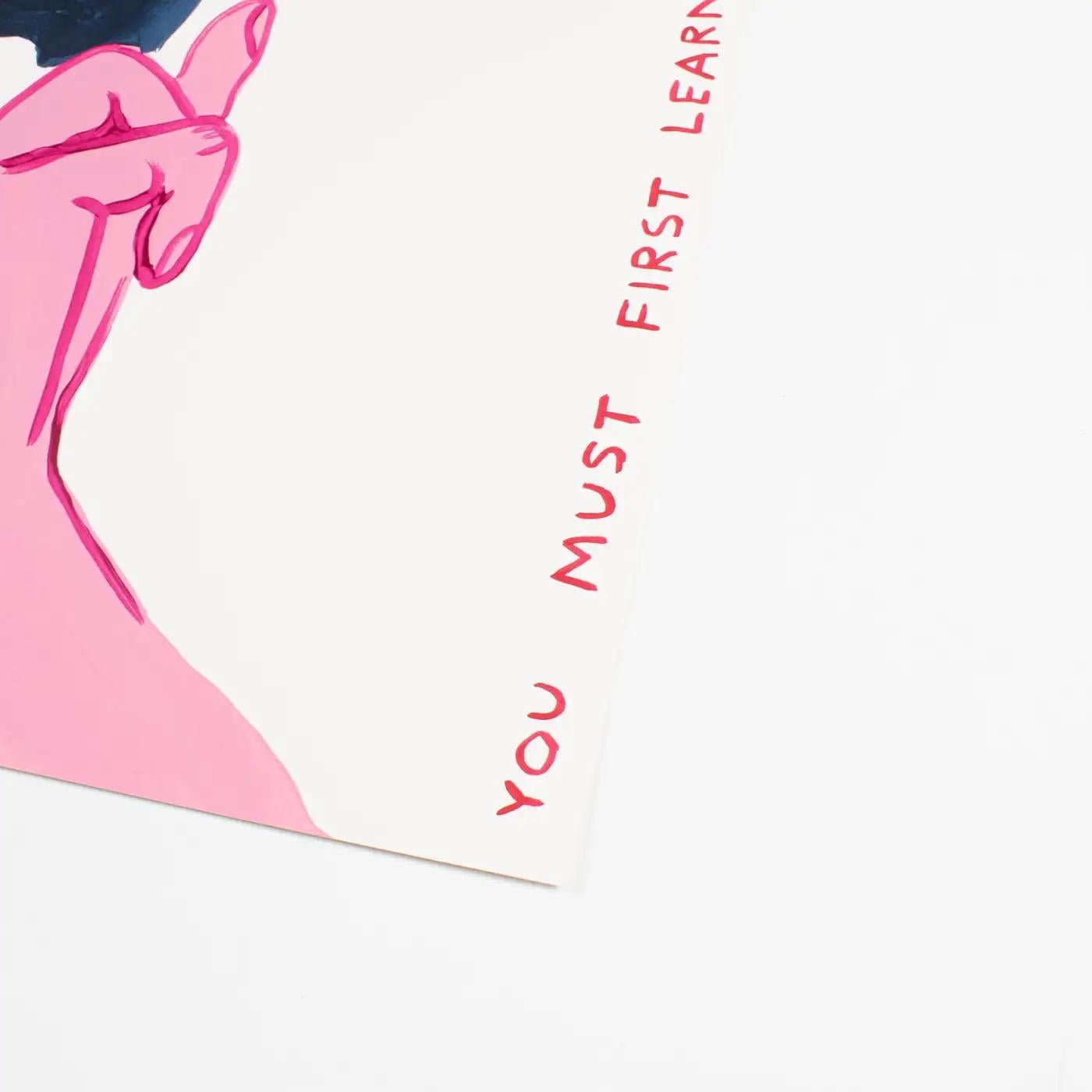 DAVID SHRIGLEY - PRIMA CHE TU POSSA INTRATTENERE. By Design Modern Artista Britannico Blu - Print Moderno di David Shrigley