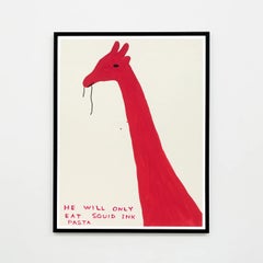 David Shrigley, He Will Only Eat Squid Ink Pasta (framed), 2019
