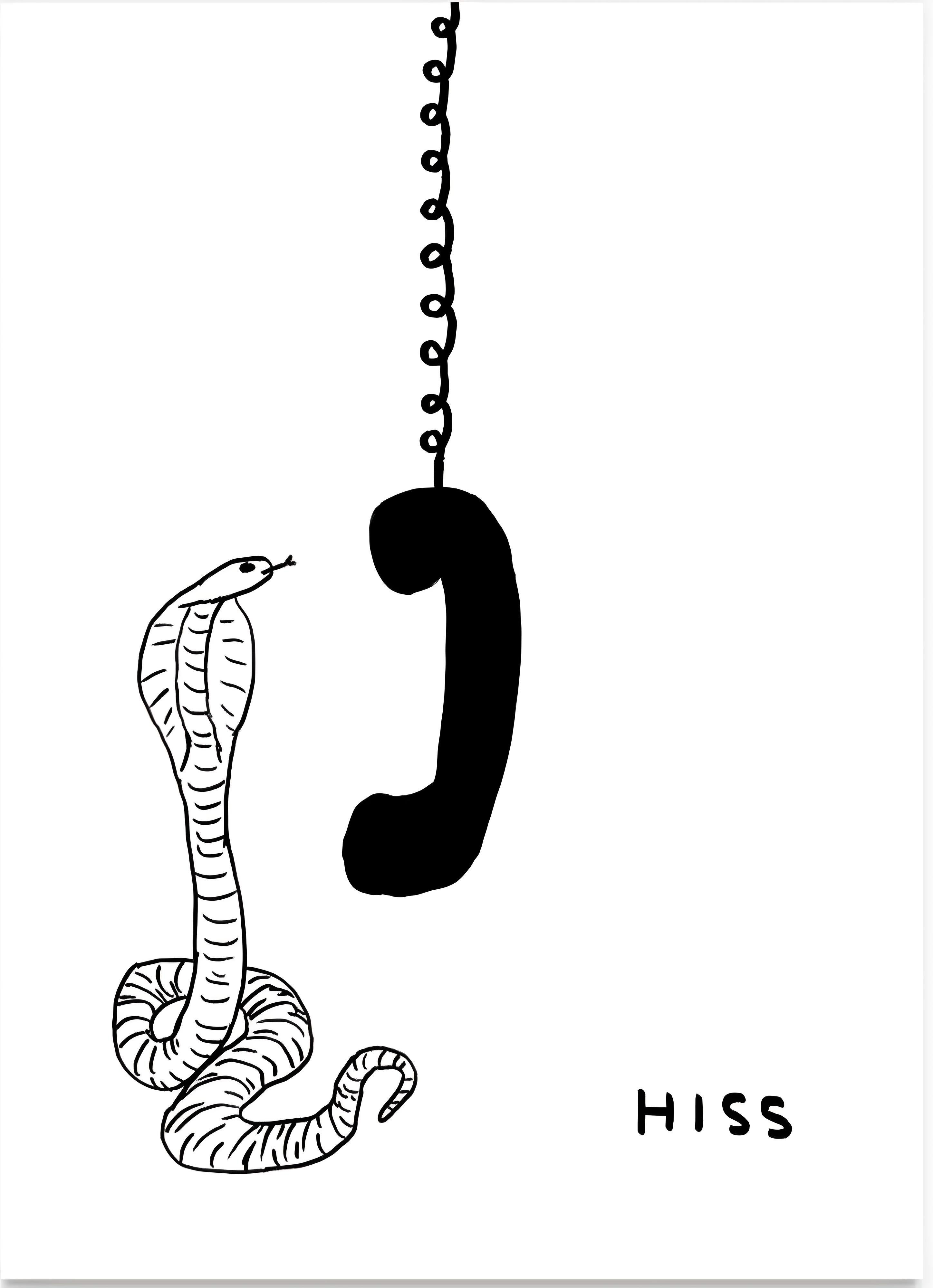David Shrigley 
Hiss, 2023  
27 3/5 × 19 7/10 in / 70 × 50 cm
Limited Edition of 350

published by Shrig Shop