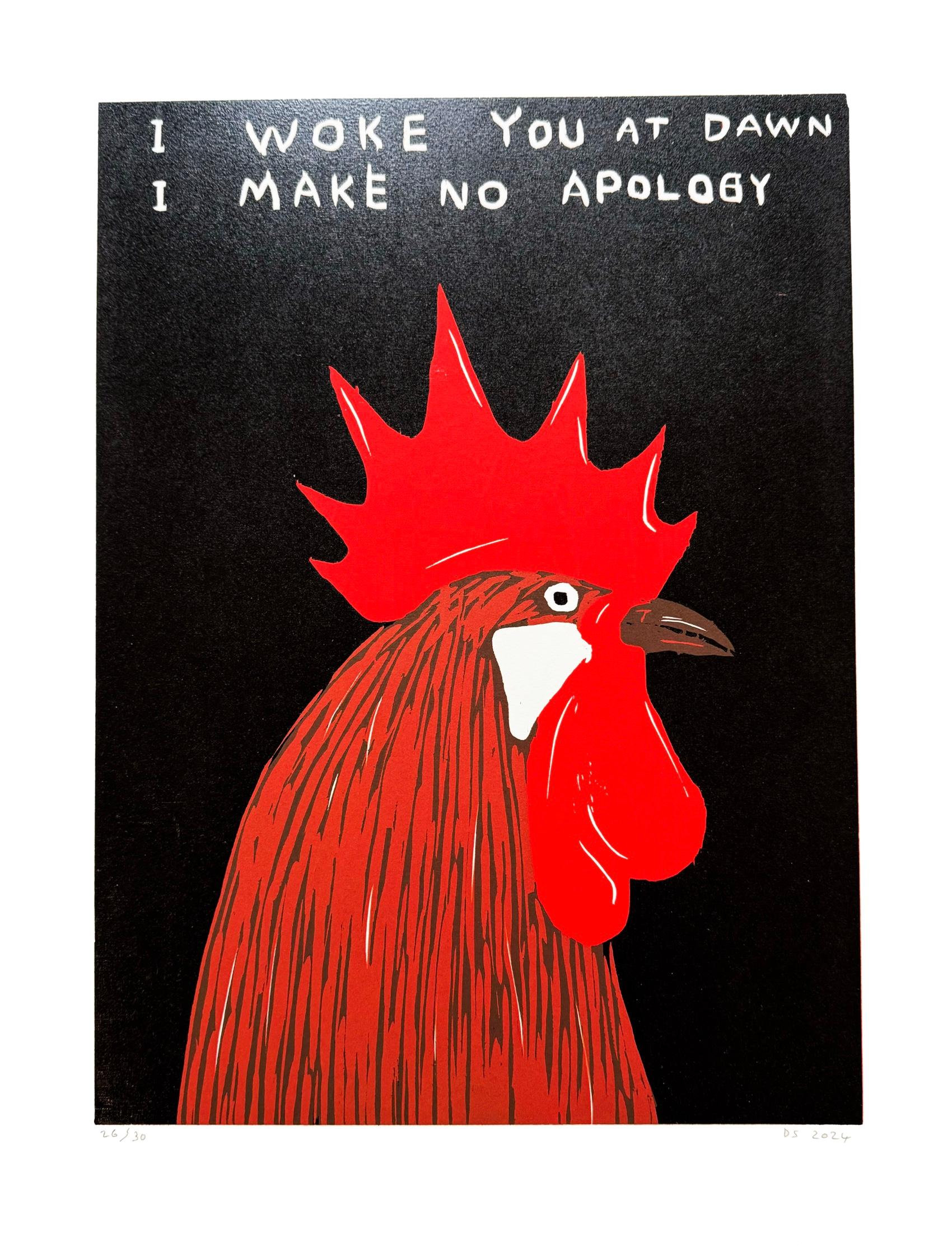 David Shrigley
Ti ho svegliato all'alba, 2024
Taglio in legno
53 x 40 cm
Edizione di 30 esemplari
firmato e numerato a mano dall'artista
pubblicato da Shäfer Editions e corredato di COA dell'editore.

David Shrigley, artista britannico noto per il