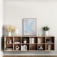 DAVID SHRIGLEY - Just Fly Away. Modern Design Figurative British Artist Blue