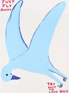 DAVID SHRIGLEY - Just Fly Away. Modern Design Figurative British Artist Blue
