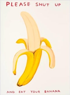 David Shrigley 'Please Shut Up' Signed, Banana Limited Edition Print