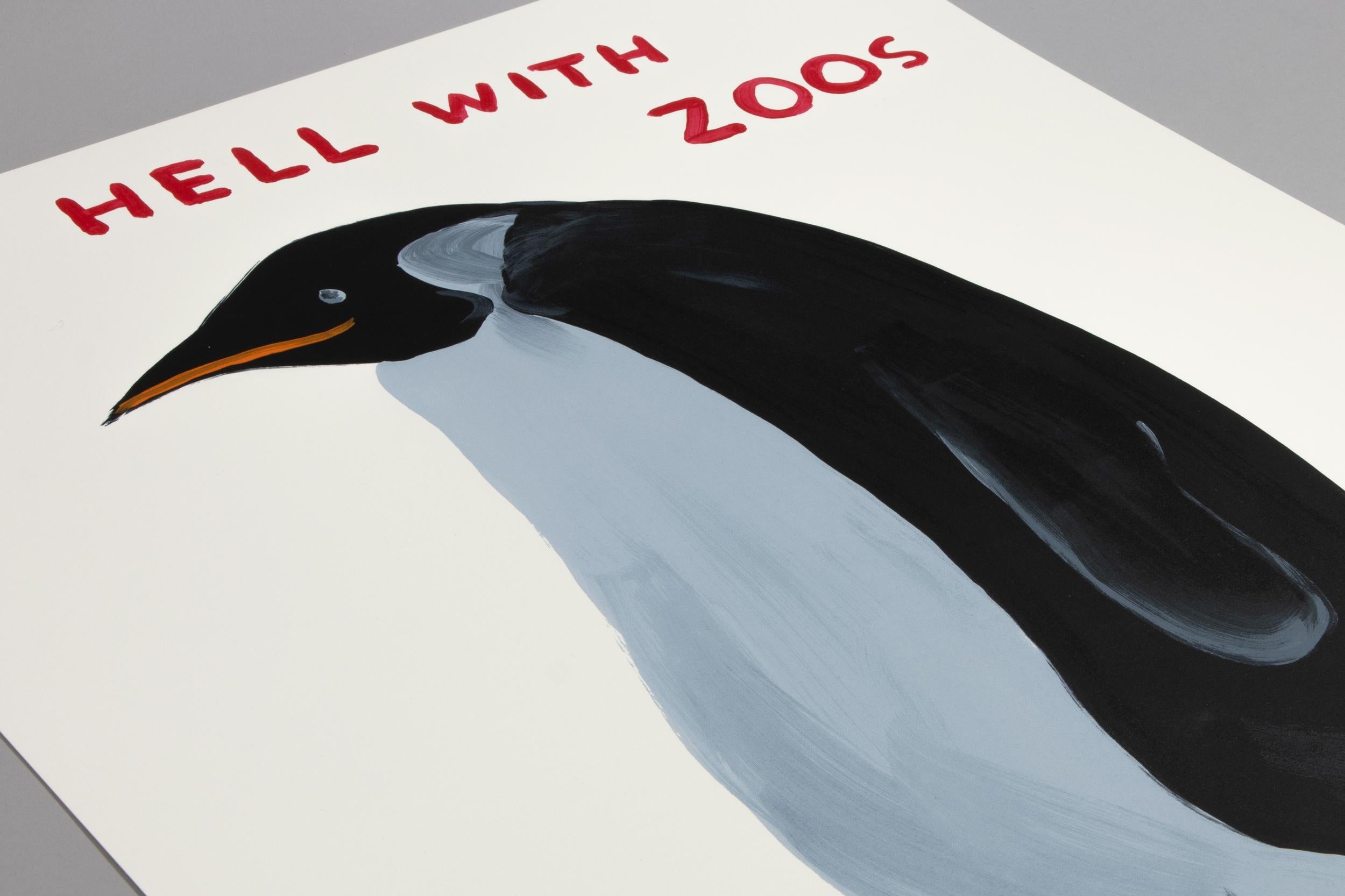 David Shrigley, „To Hell With Zoos“, signierter Druck, zeitgenössische Kunst, Pop Art im Angebot 1