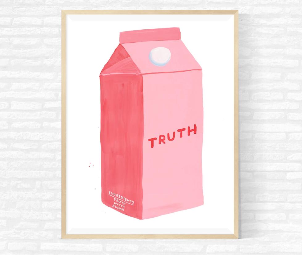 David Shrigley (English b. 1968)
TRUTH, 2020
Off-set lithograph
Open edition, unframed
60 x 80 cm (23.62 x 31.5 inches)
Printed on 200g Munken Lynx paper by Narayana Press in Denmark

This print is based on the original acrylic on paper work by