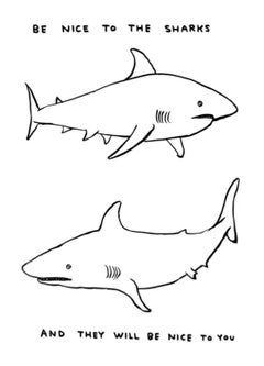 David Shrigley - Untitled (Be Nice to Sharks), 2023