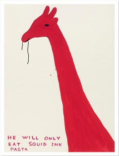 David Shrigley, Untitled (He Will Only Eat Squid Ink Pasta), giraffe print