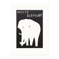 David Shrigley, White Elephant - Linocut, British Pop Art, Signed Print