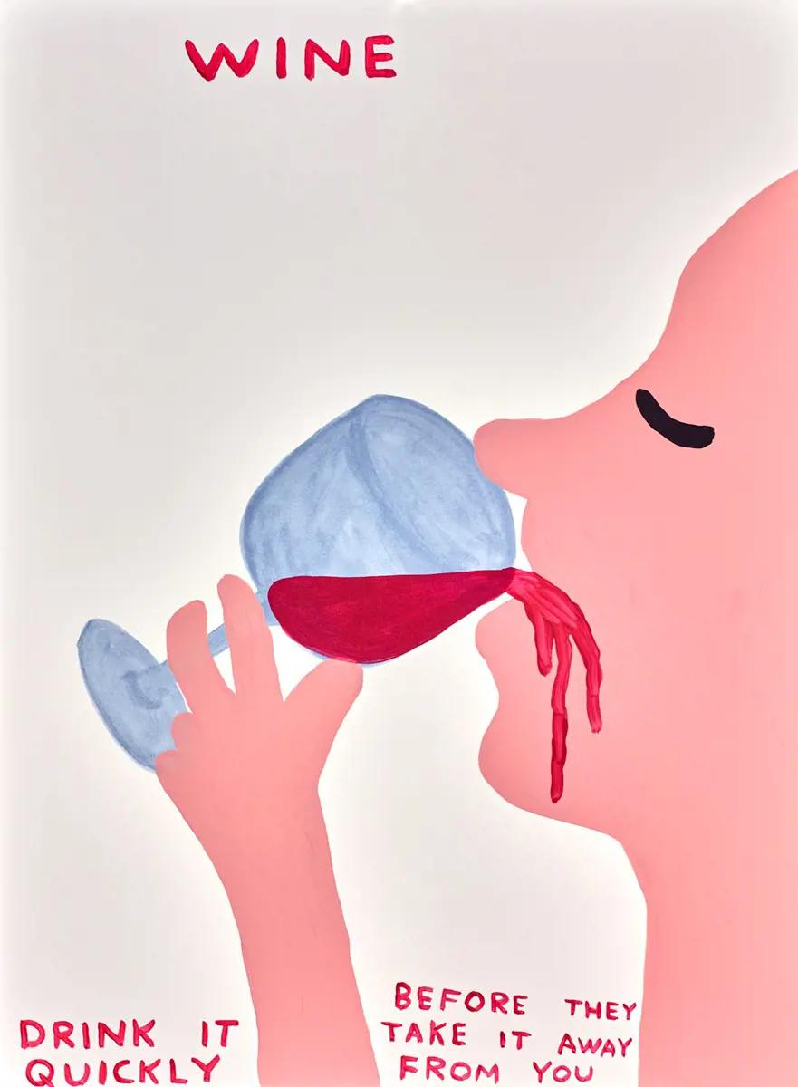 david shrigley wine print