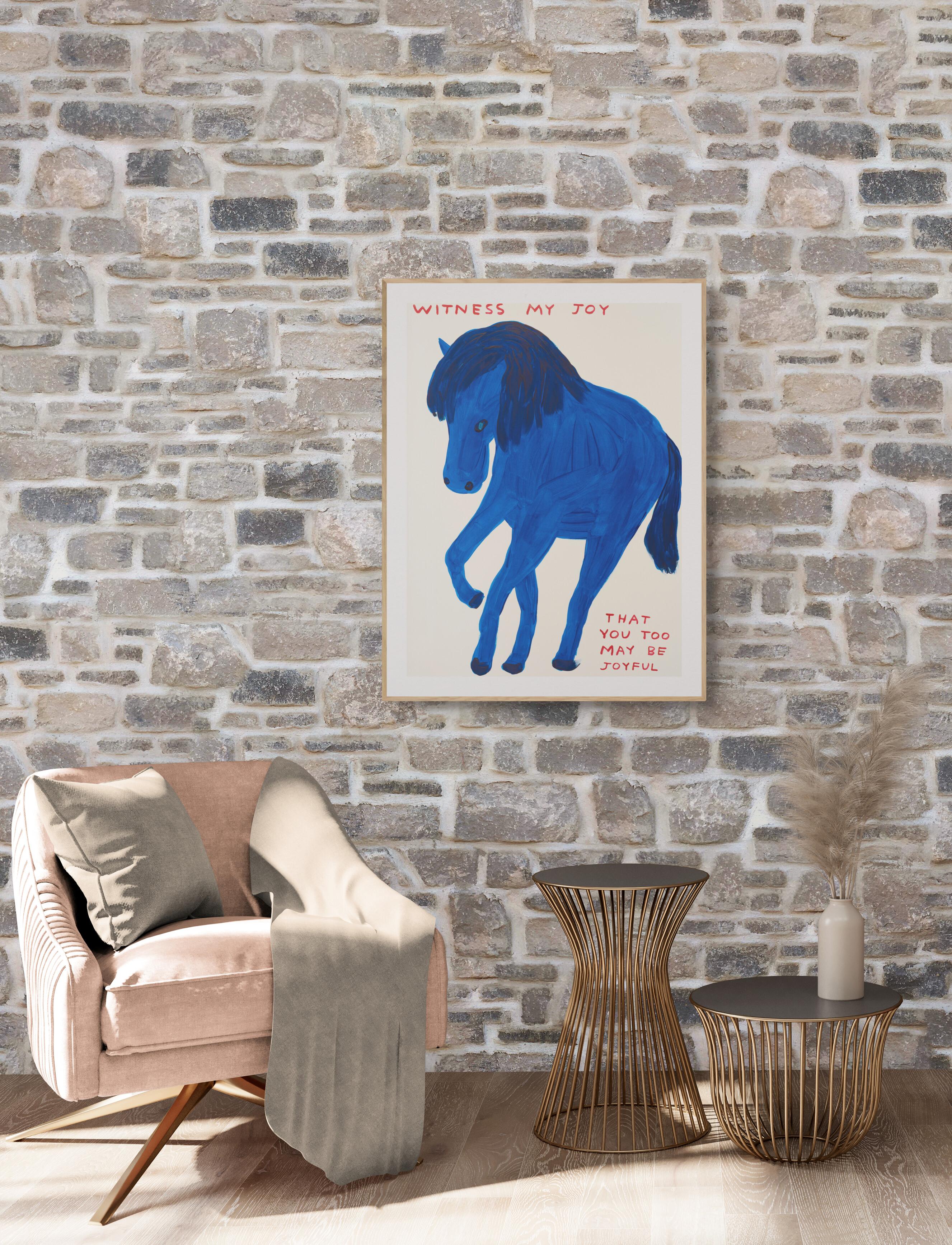 DAVID SHRIGLEY - WITNESS MY JOY Modern Design Figurative British Artist Blue For Sale 7