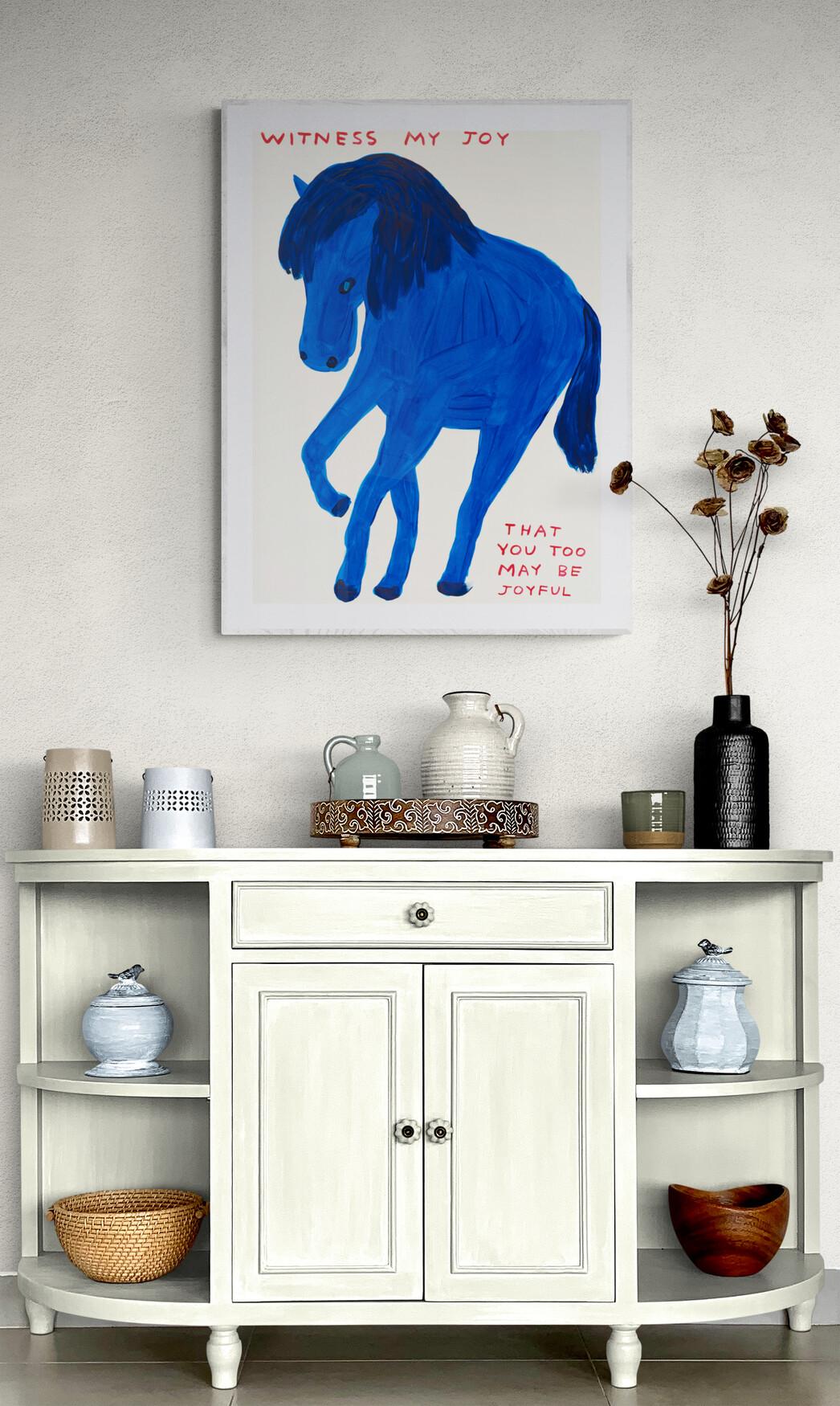 DAVID SHRIGLEY - WITNESS MY JOY Modern Design Figurative British Artist Blue For Sale 8