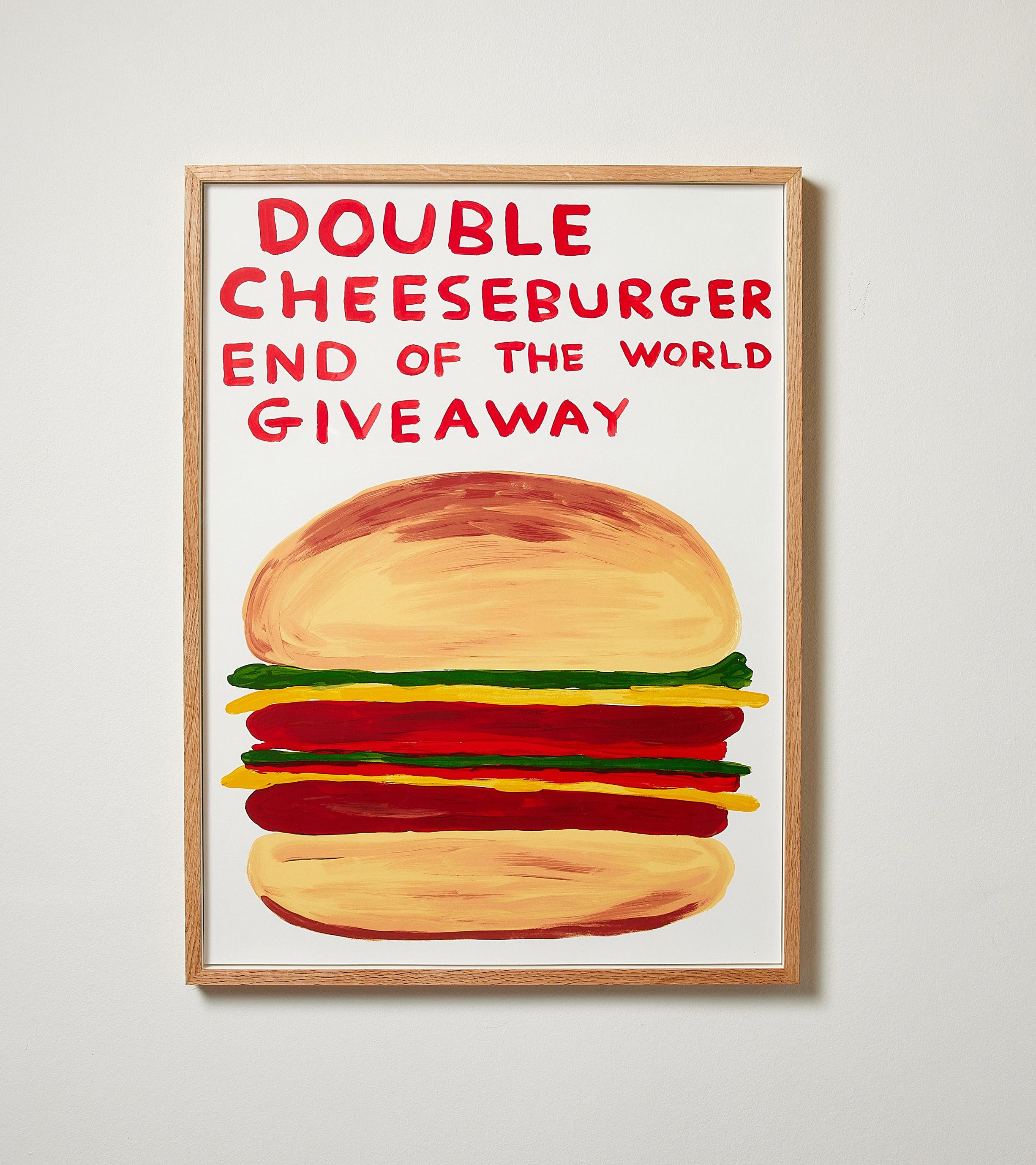 Double Cheeseburger End of the World Giveaway – Siebdruck, Essen, von Shrigley – Print von David Shrigley