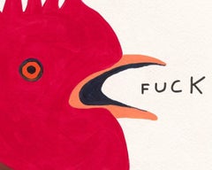 Fuck -- Screen Print, Animal, Rooster, Text Art by David Shrigley