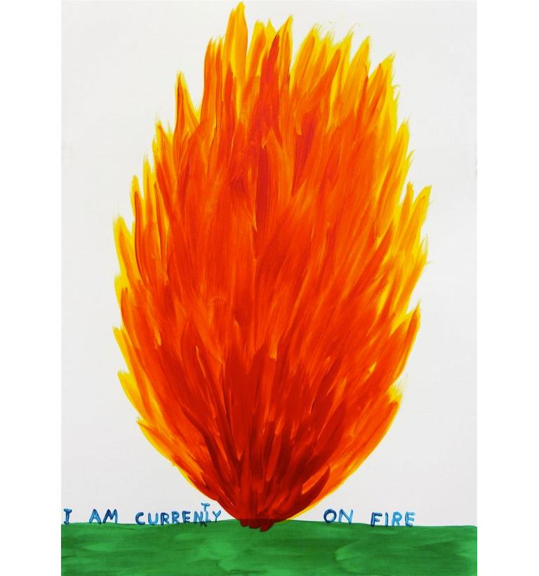 David Shrigley Abstract Print - I Am Currently on Fire