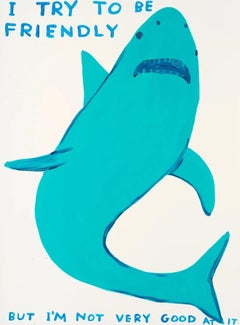 I TRY TO BE FRIENDLY Modern, Design, Figurative British Artists Blue Shark