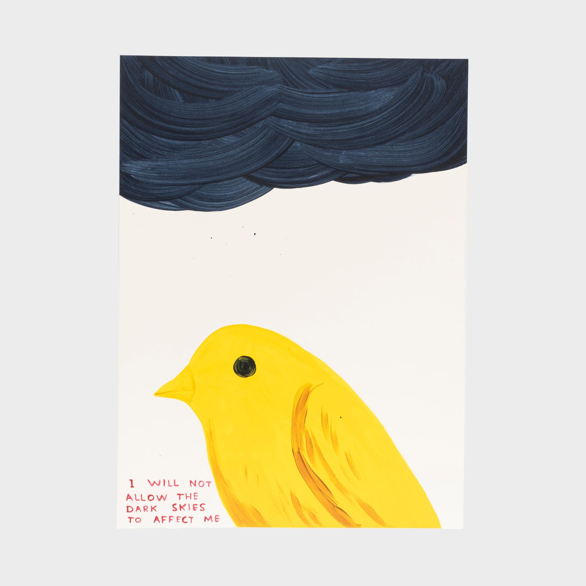David Shrigley Animal Print - I Will Not Allow The Dark Skies To Affect Me