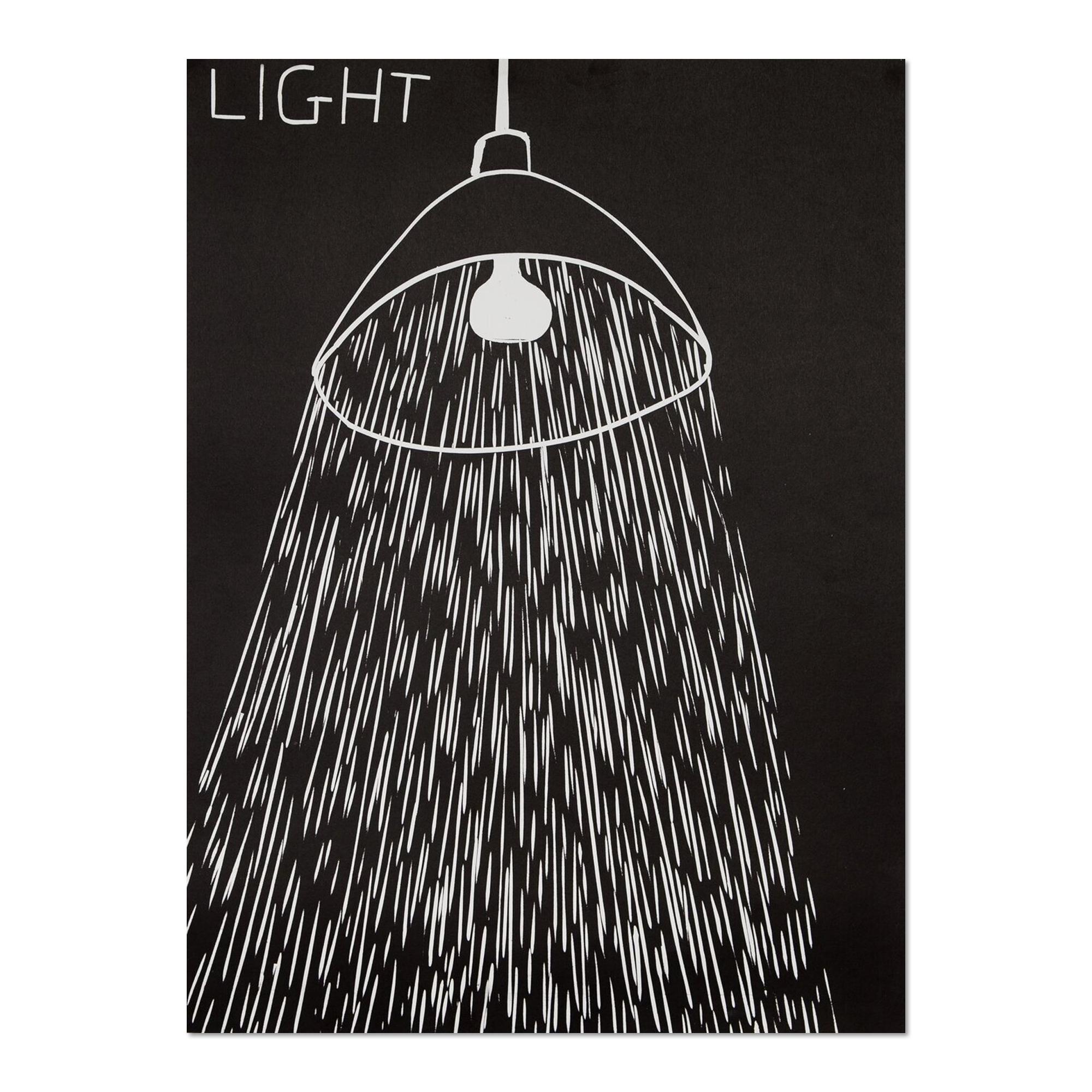 David Shrigley Abstract Print - Light, Linocut, Contemporary Art, 21st Century
