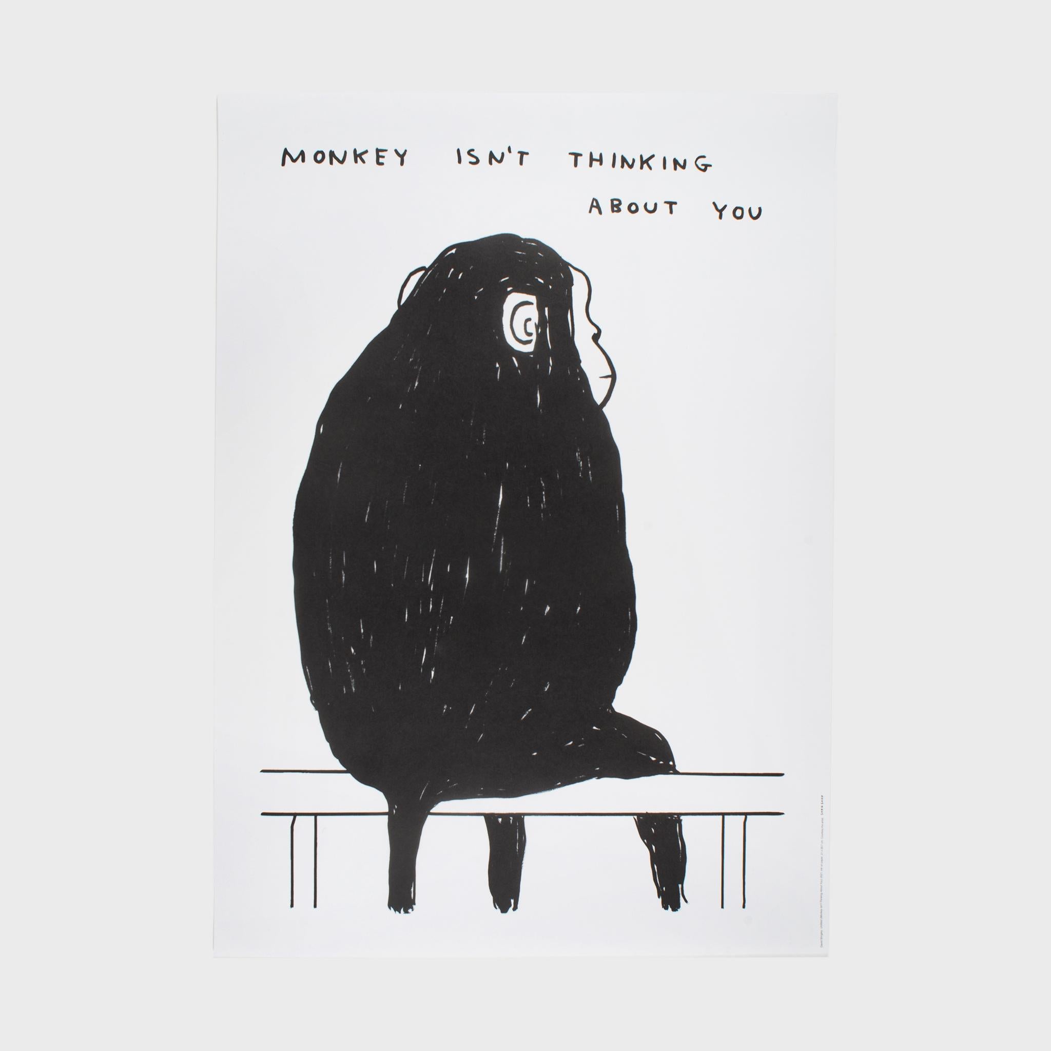 David Shrigley Abstract Print - Monkey Isn't Thinking About You