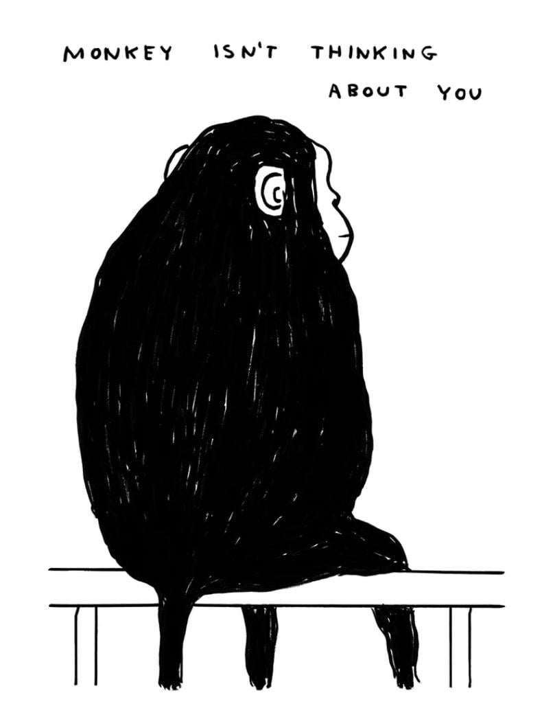 Monkey isn't thinking about you - Art by David Shrigley