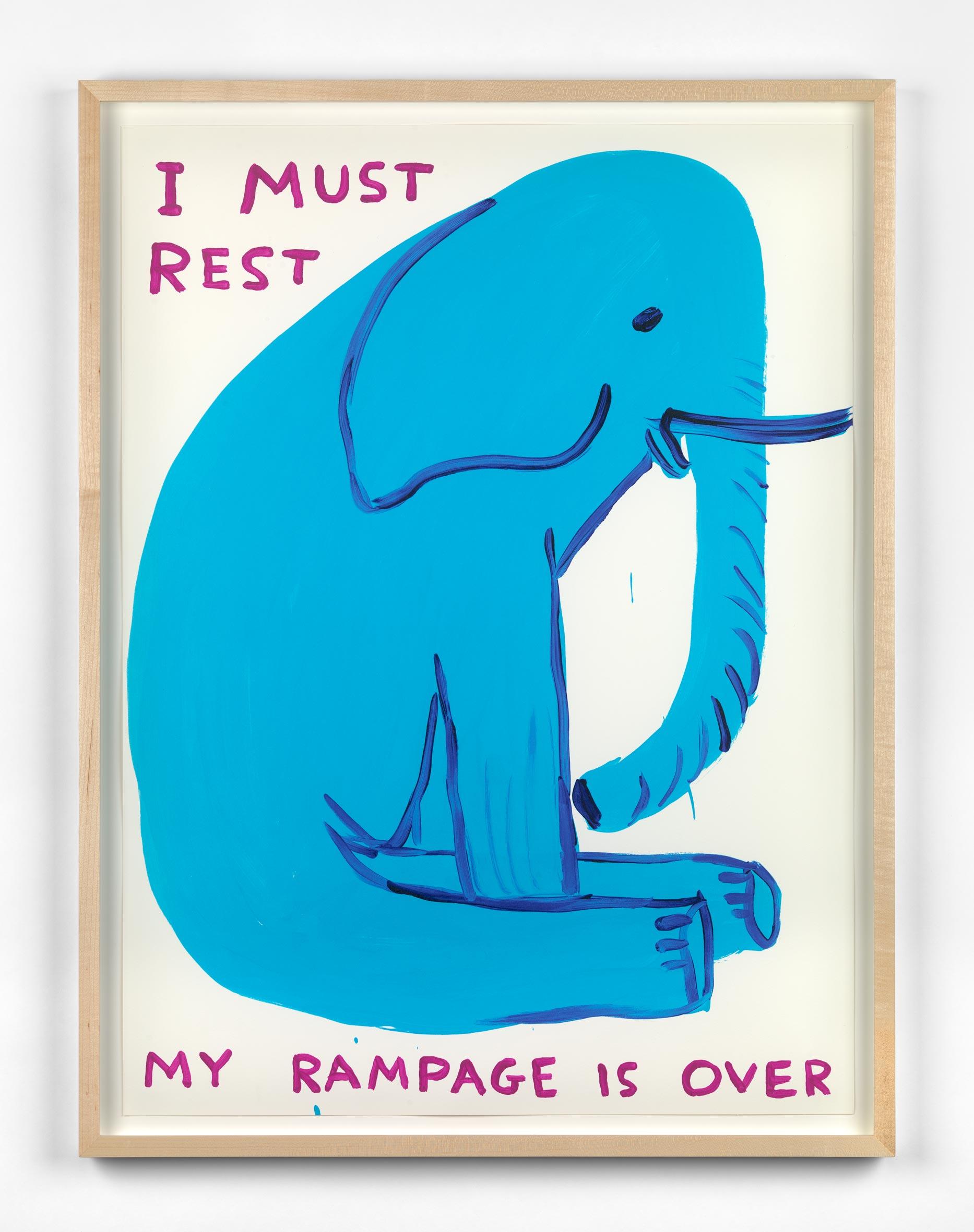 David Shrigley Animal Print - My Rampage Is Over