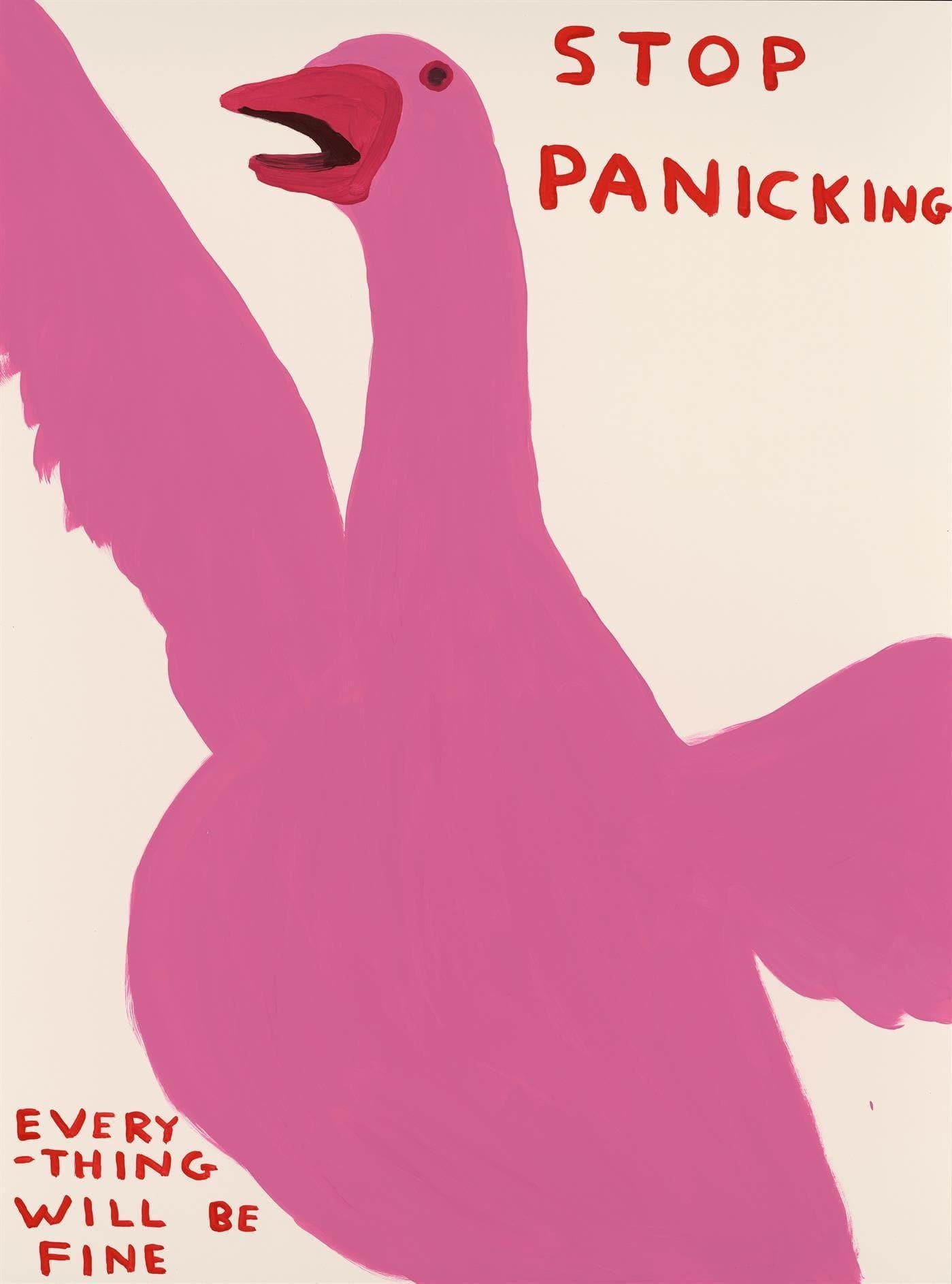 David Shrigley Animal Print - Stop Panicking