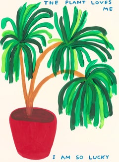 The Plant Loves Me -- Druck, Paraventdruck, Pflanzgefäß, Textkunst von David Shrigley