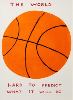 The World -- Screen Print, Sports, Basket Ball, Text Art by David Shrigley
