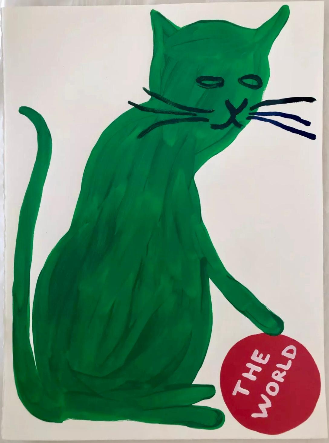 Sin título (Gato) - El mundo, arte textual de David Shrigley 2019 en venta 1