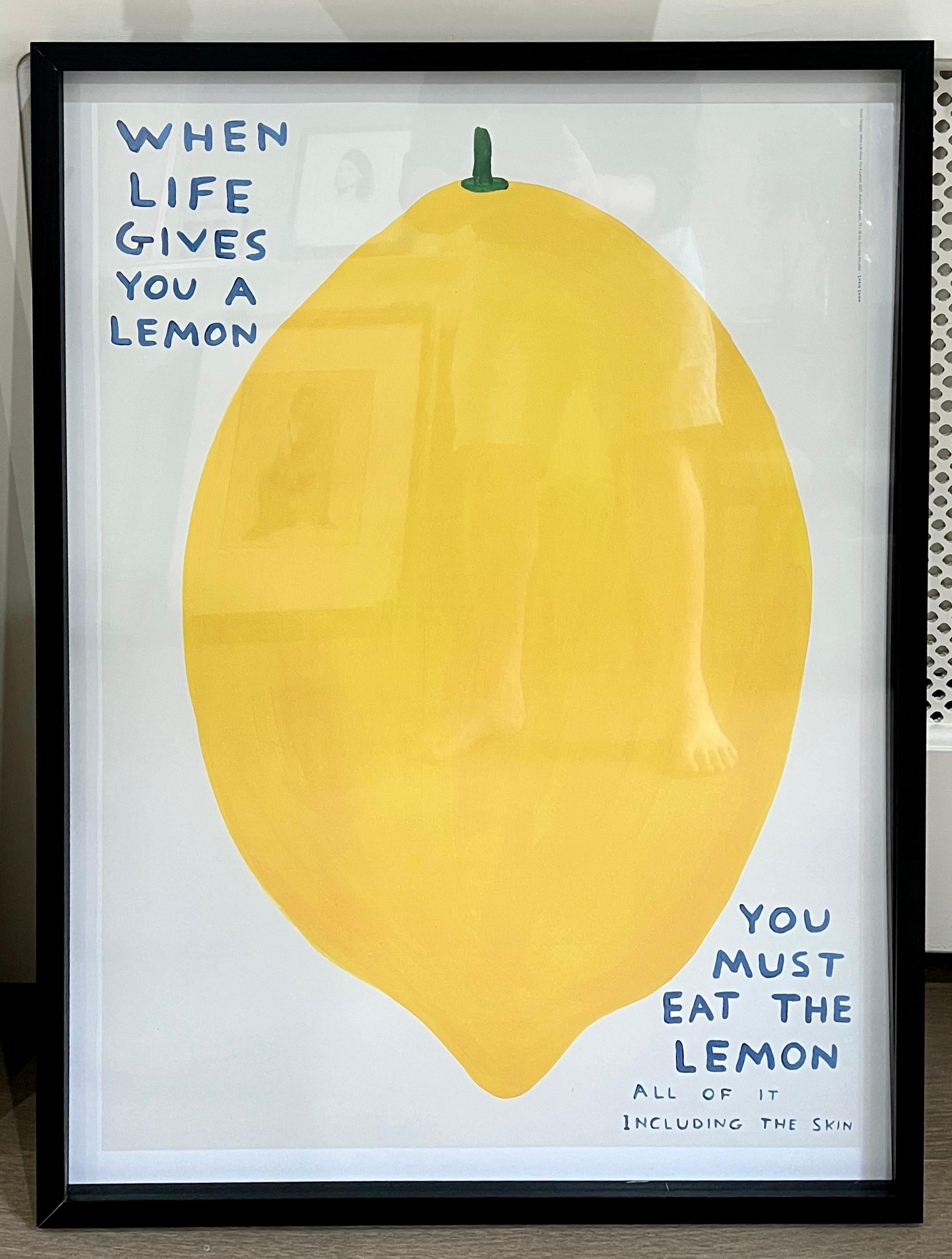 David Shrigley Abstract Print - When Life Gives You A Lemon, You Must Eat The Lemon - BOX FRAMED