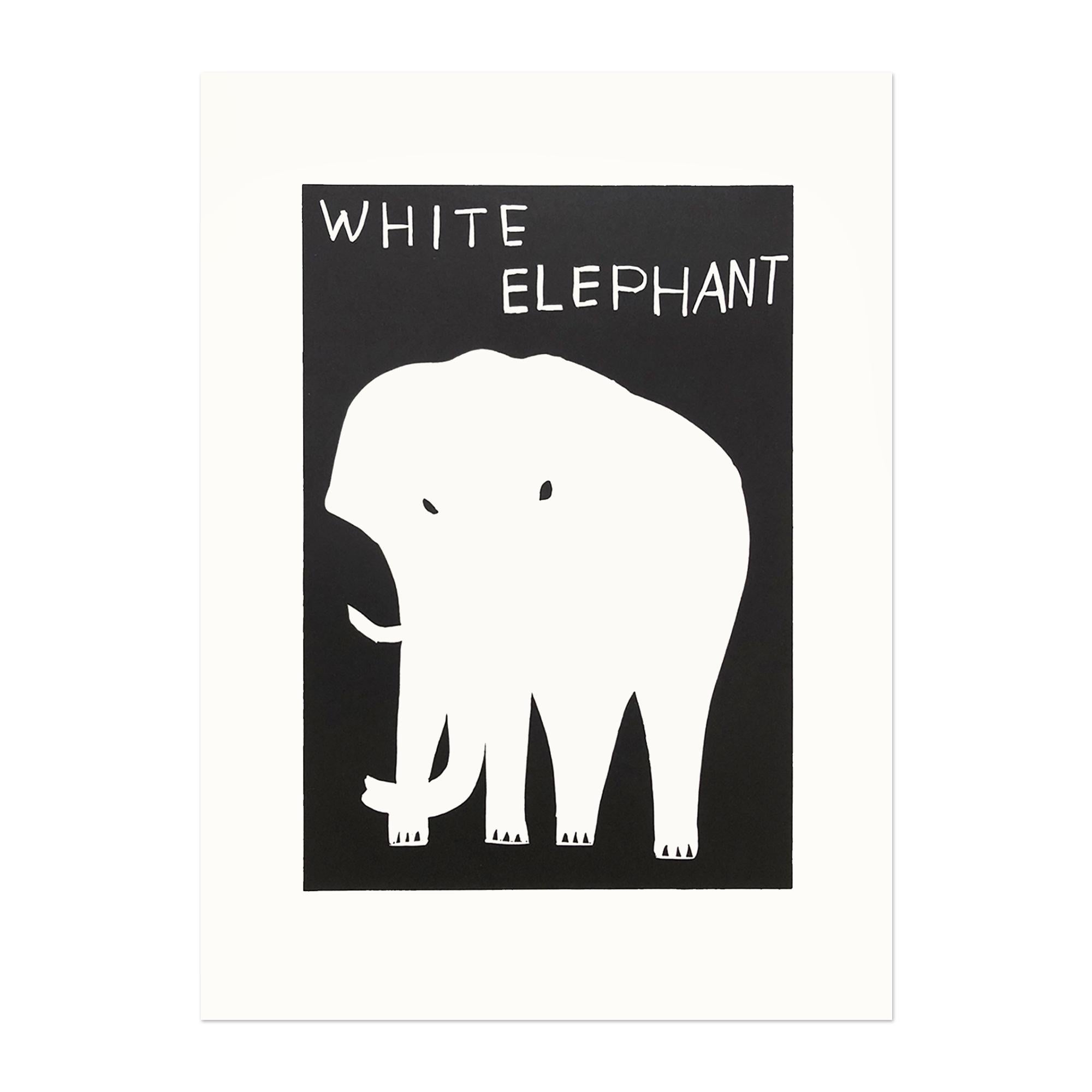 David Shrigley Animal Print - White Elephant, Contemporary Art, 21st Century Pop Art, British Art