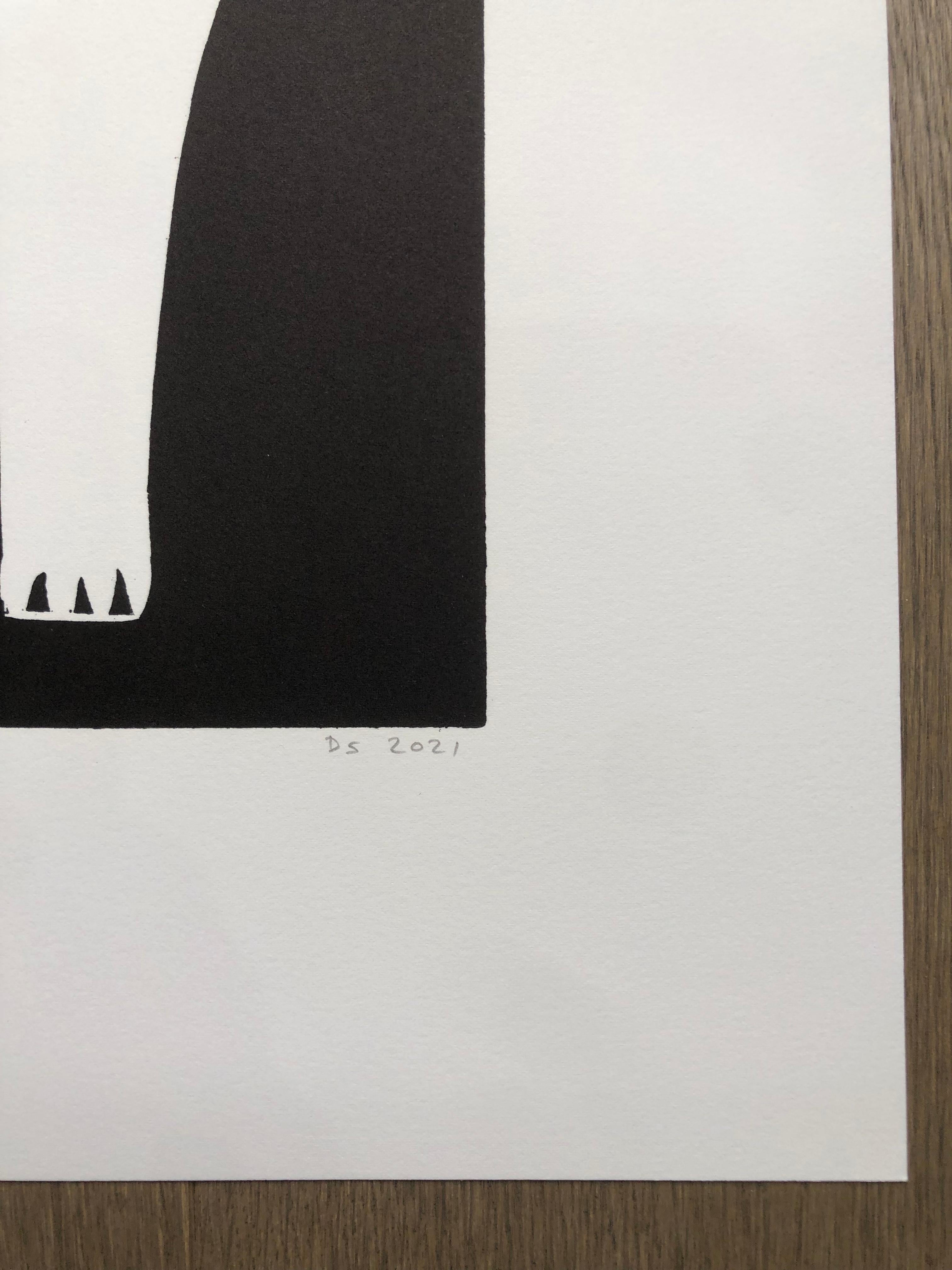 White Elephant - Black Abstract Print by David Shrigley