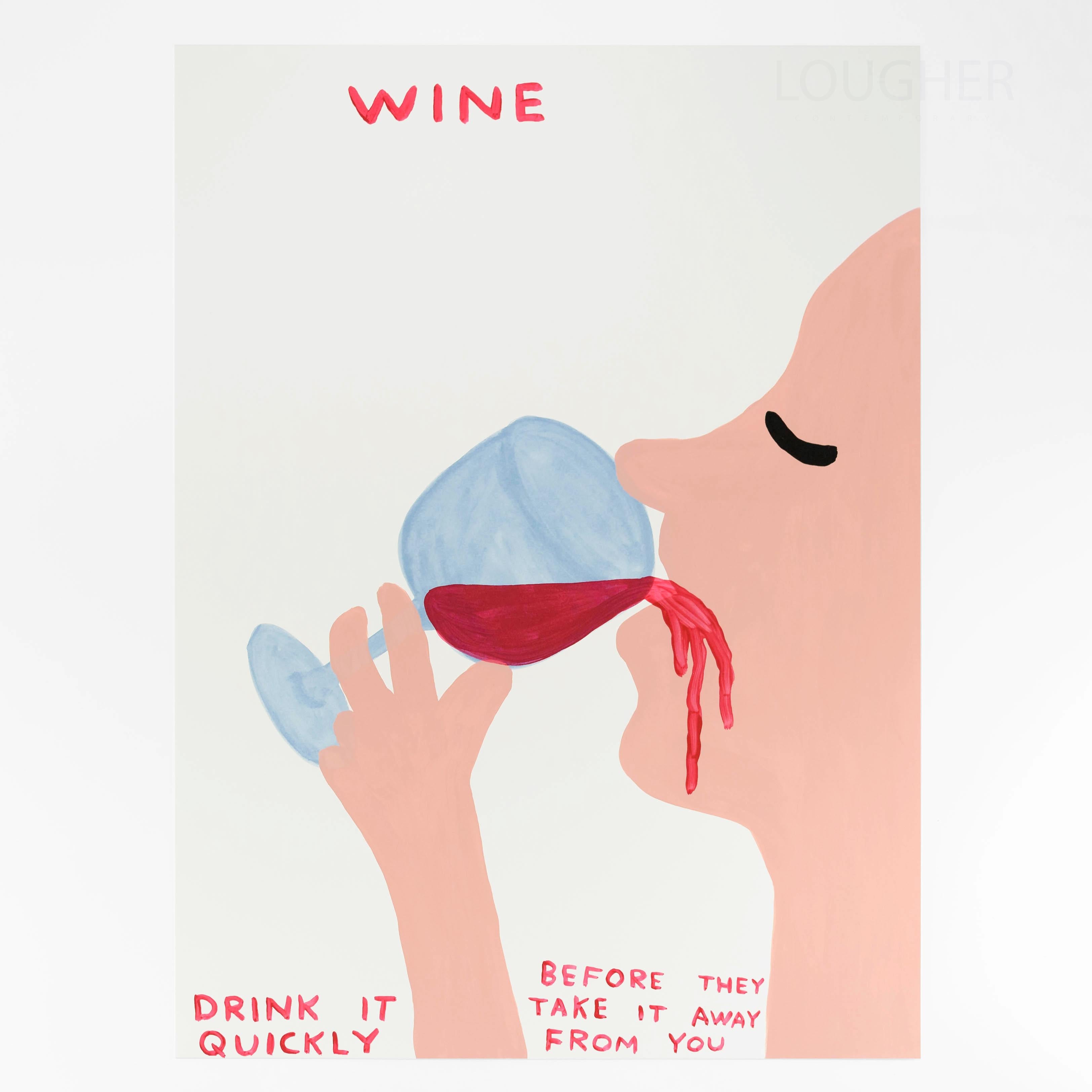 Wine - Print by David Shrigley