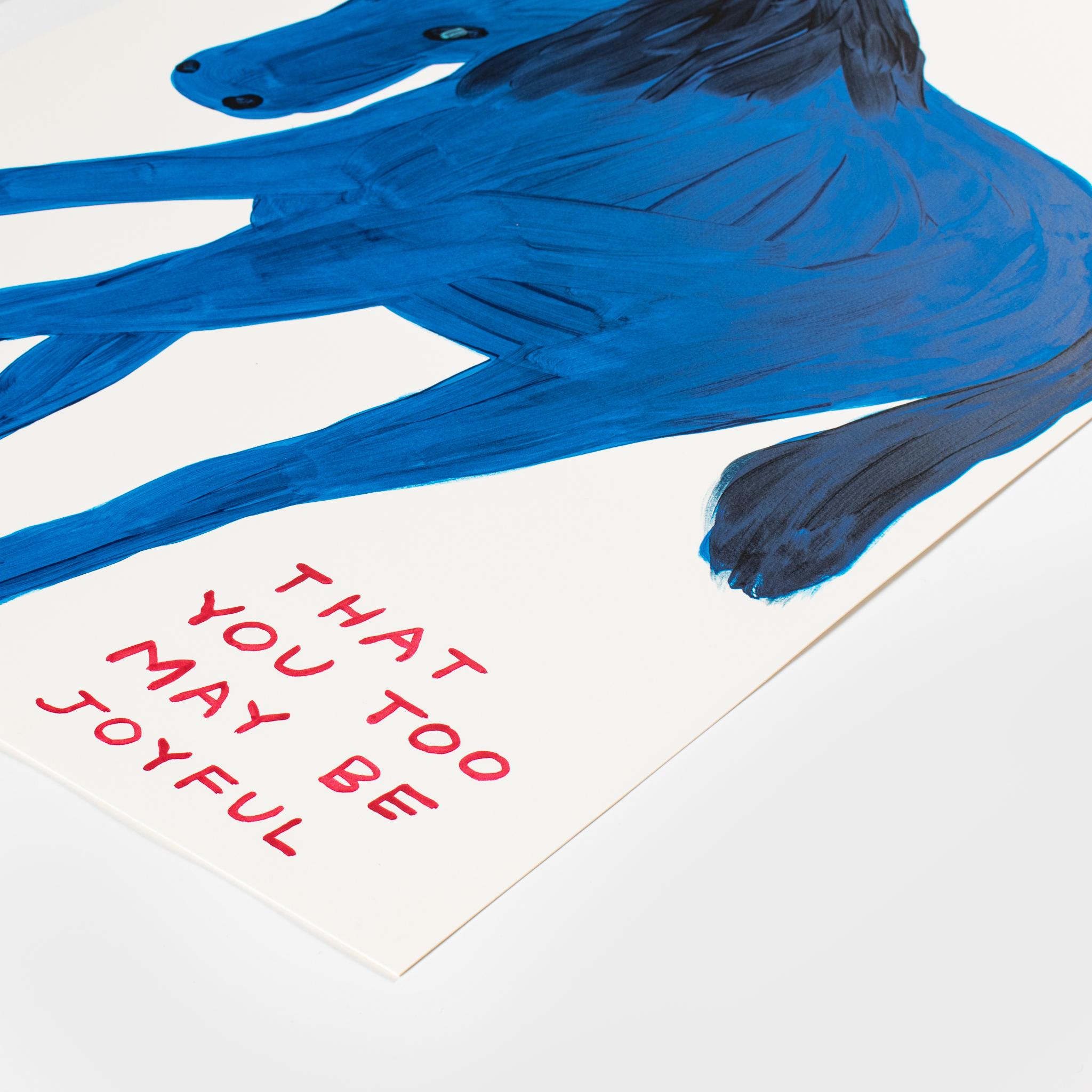 Witness My Joy David Shrigley, imprimé Pop Art en édition limitée, animal bleu cheval en vente 2