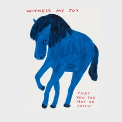 Witness My Joy David Shrigley Pop Art Druck Limitierte Auflage Pferd Blaues Tier