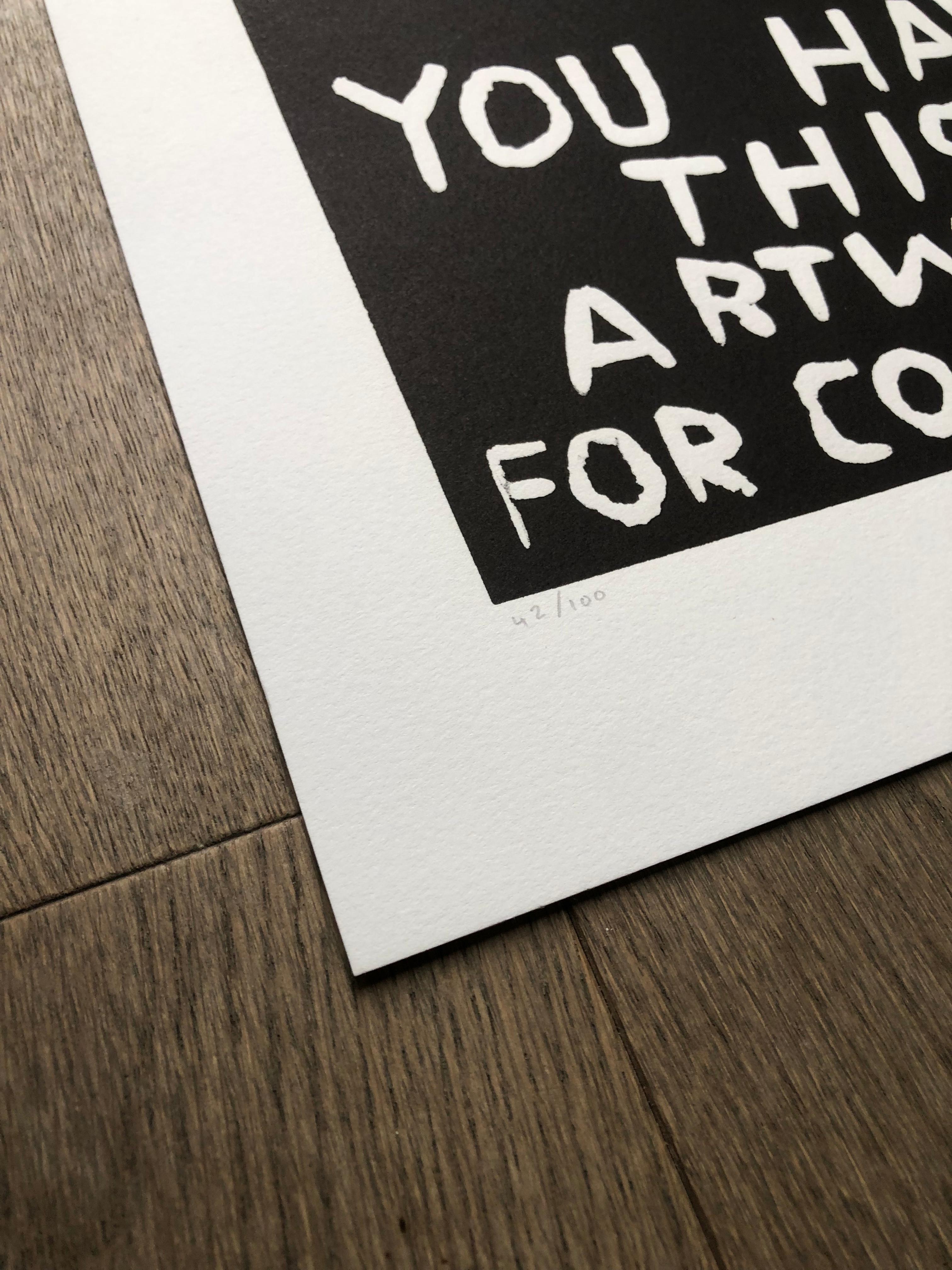 Non sei solo, hai quest'opera d'arte per compagnia - Arte contemporanea - Print di David Shrigley