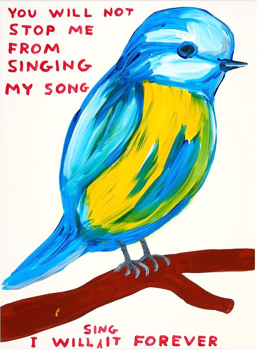 David Shrigley Animal Print - You Will Not Stop Me From Singing My Song