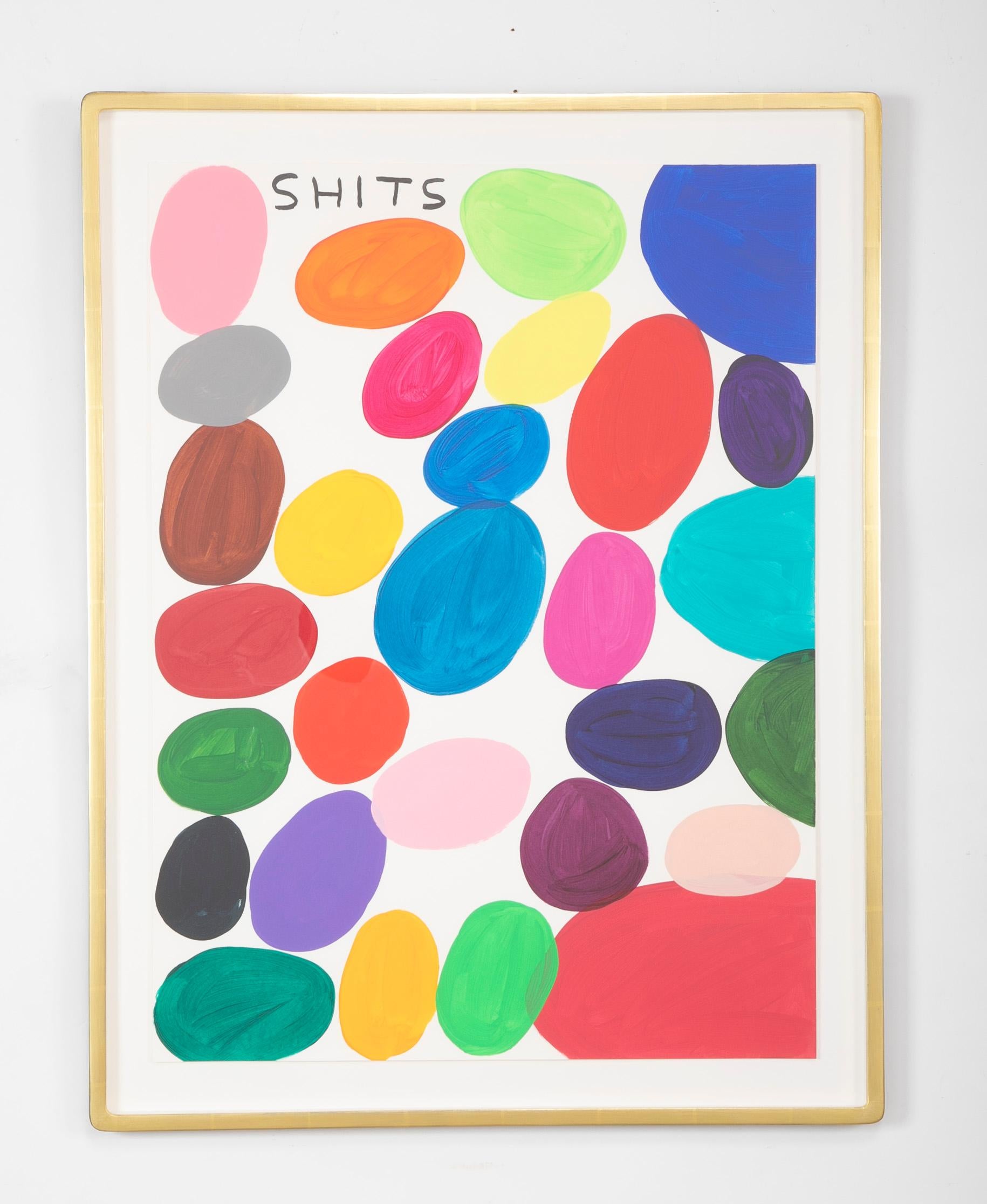 A hand painted unique work by David Shrigley. There were 125 in the series. Each is numbered and singed on the reverse. Sheet size 29.9