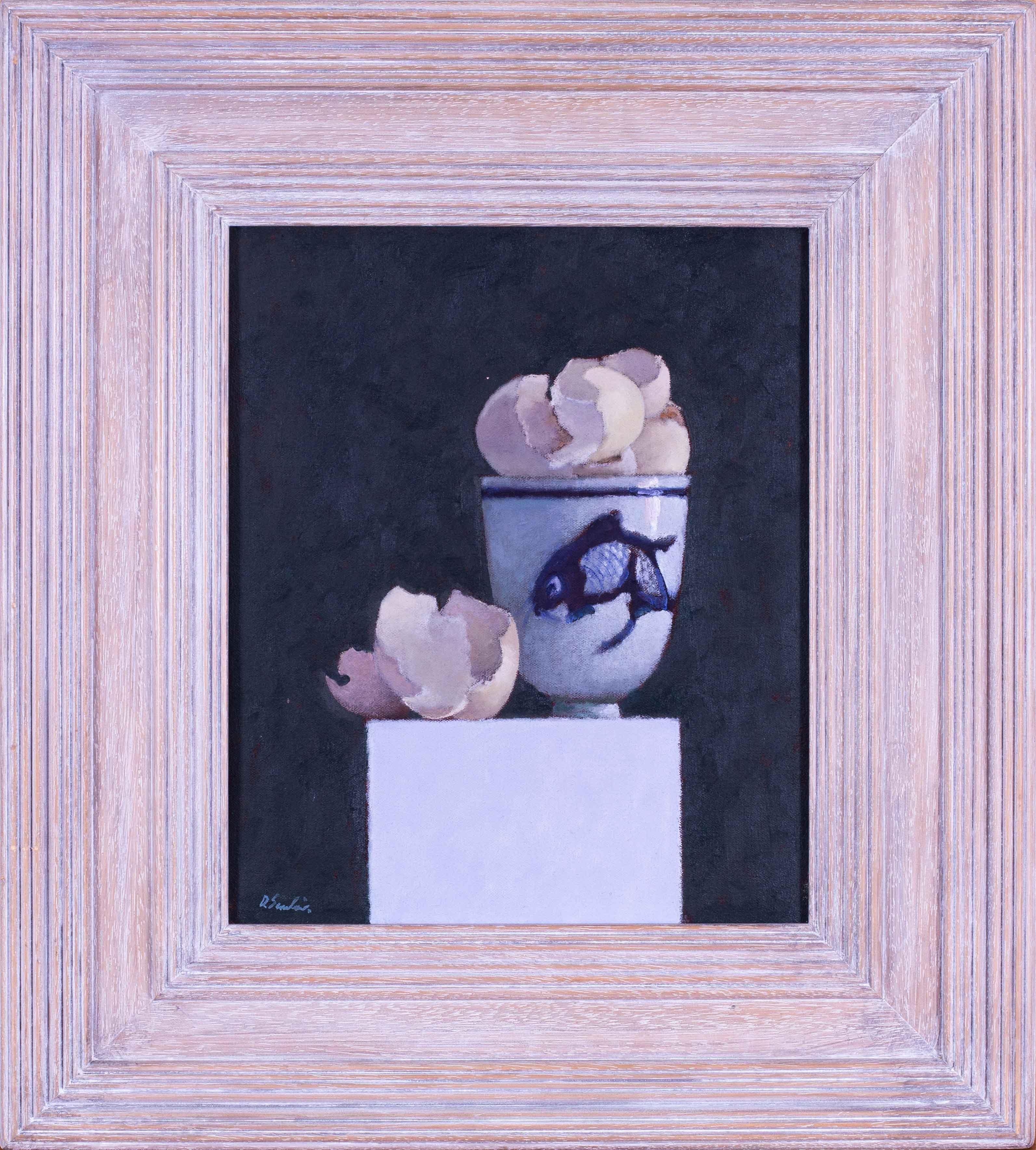 David Sinclair RSW Still-Life Painting - British 20th Century still life oil painting of eggshells
