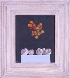 British 20th Century still life oil painting of grapes and eggshells