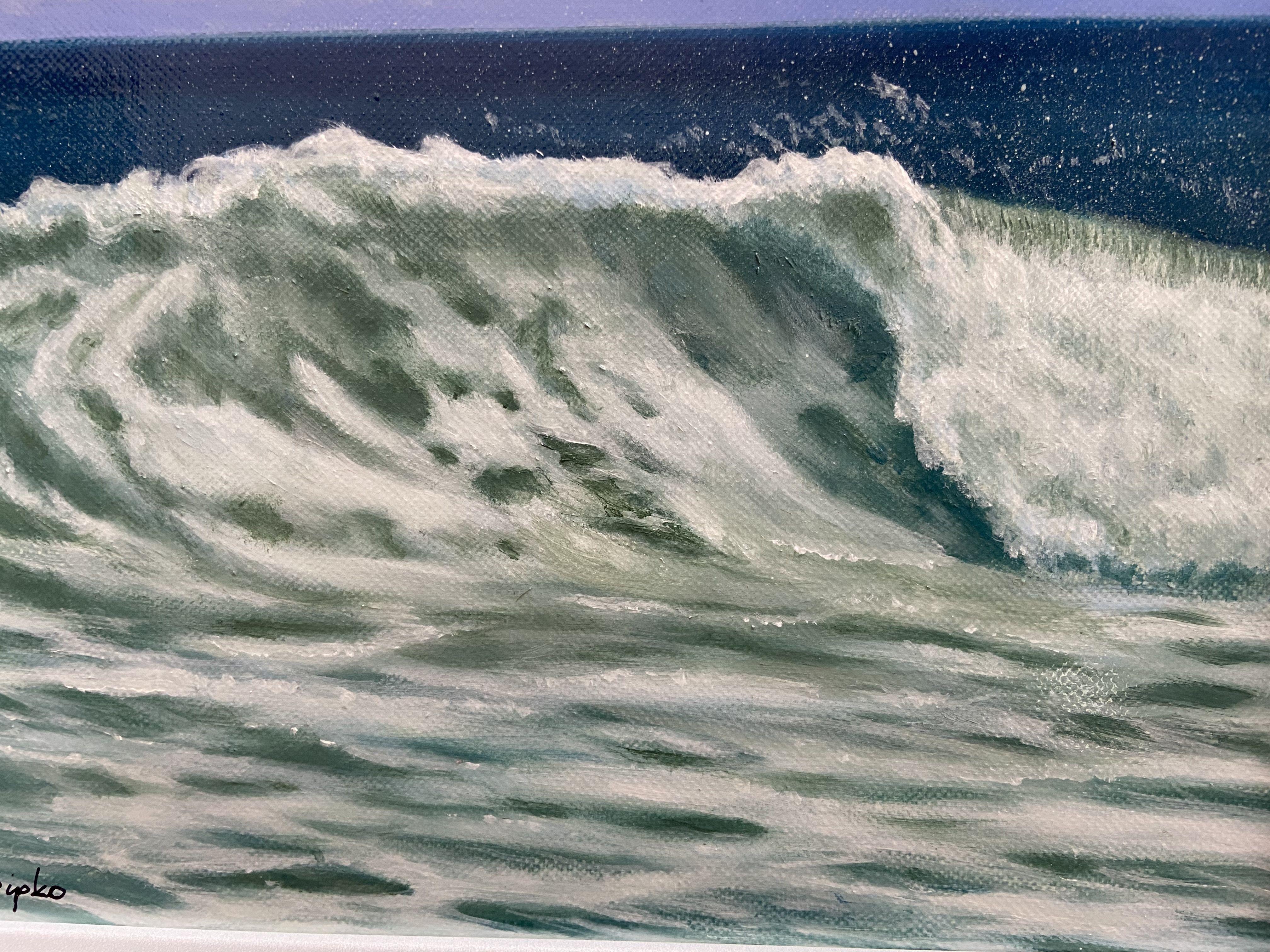 Chaque vague brûlante, peinture, huile sur panneau de bois - Painting de David Sipko