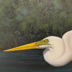 Great Egret In Flight, Painting, Oil on Canvas