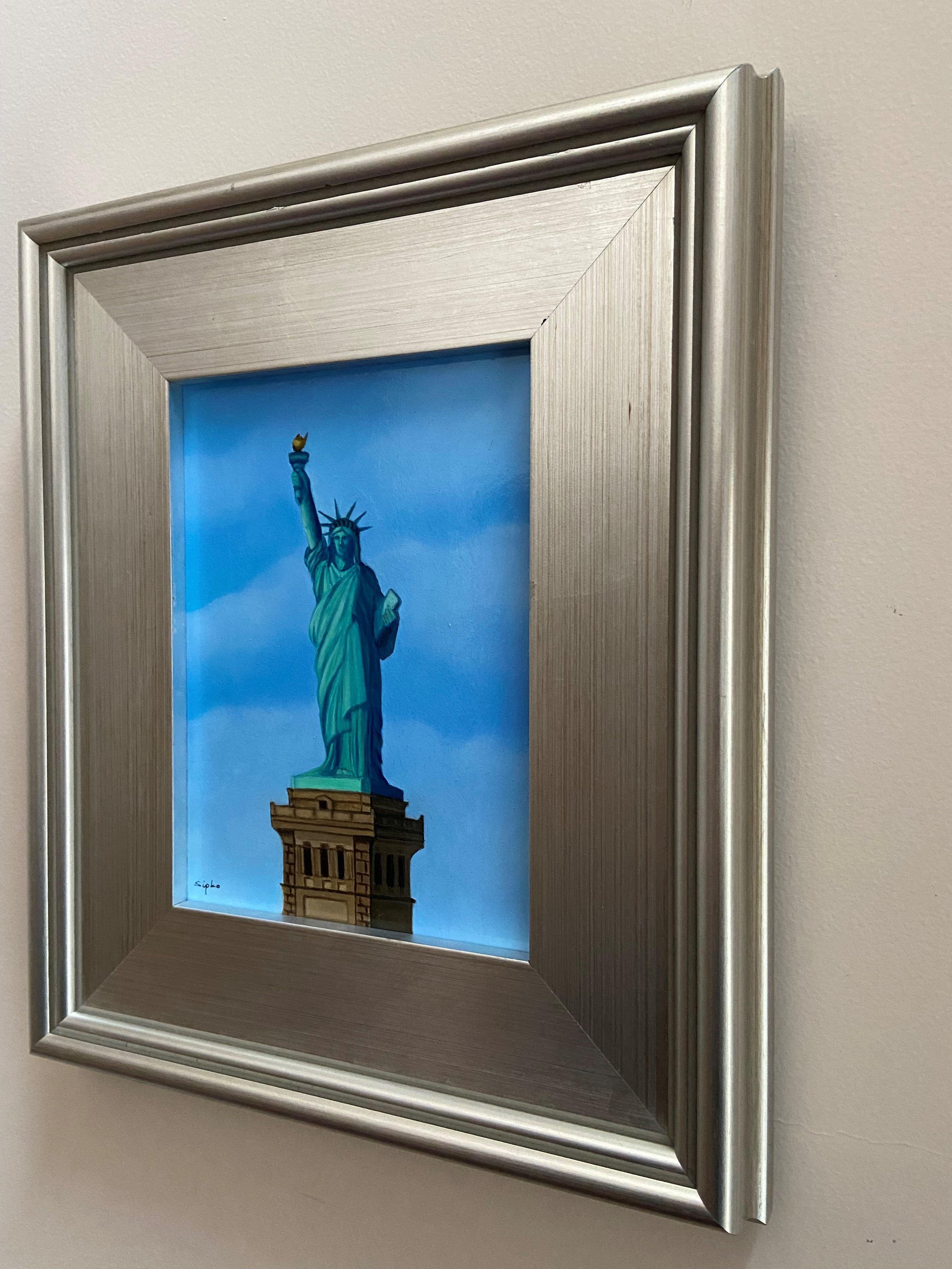 Lady Liberty, Painting, Oil on MDF Panel For Sale 2