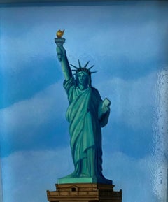 Lady Liberty, Gemälde, Öl auf MDF-Tafel